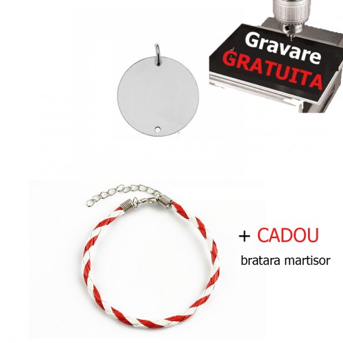 Banut de argint 925, 10 mm, gravabil cu poza sau text personalizat