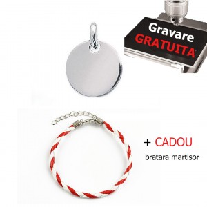 Banut de argint 925, 10 mm, gravabil cu poza sau text personalizat