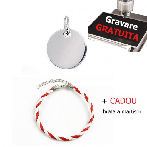 Banut de argint 925, 10 mm, gravabil cu poza sau text personalizat
